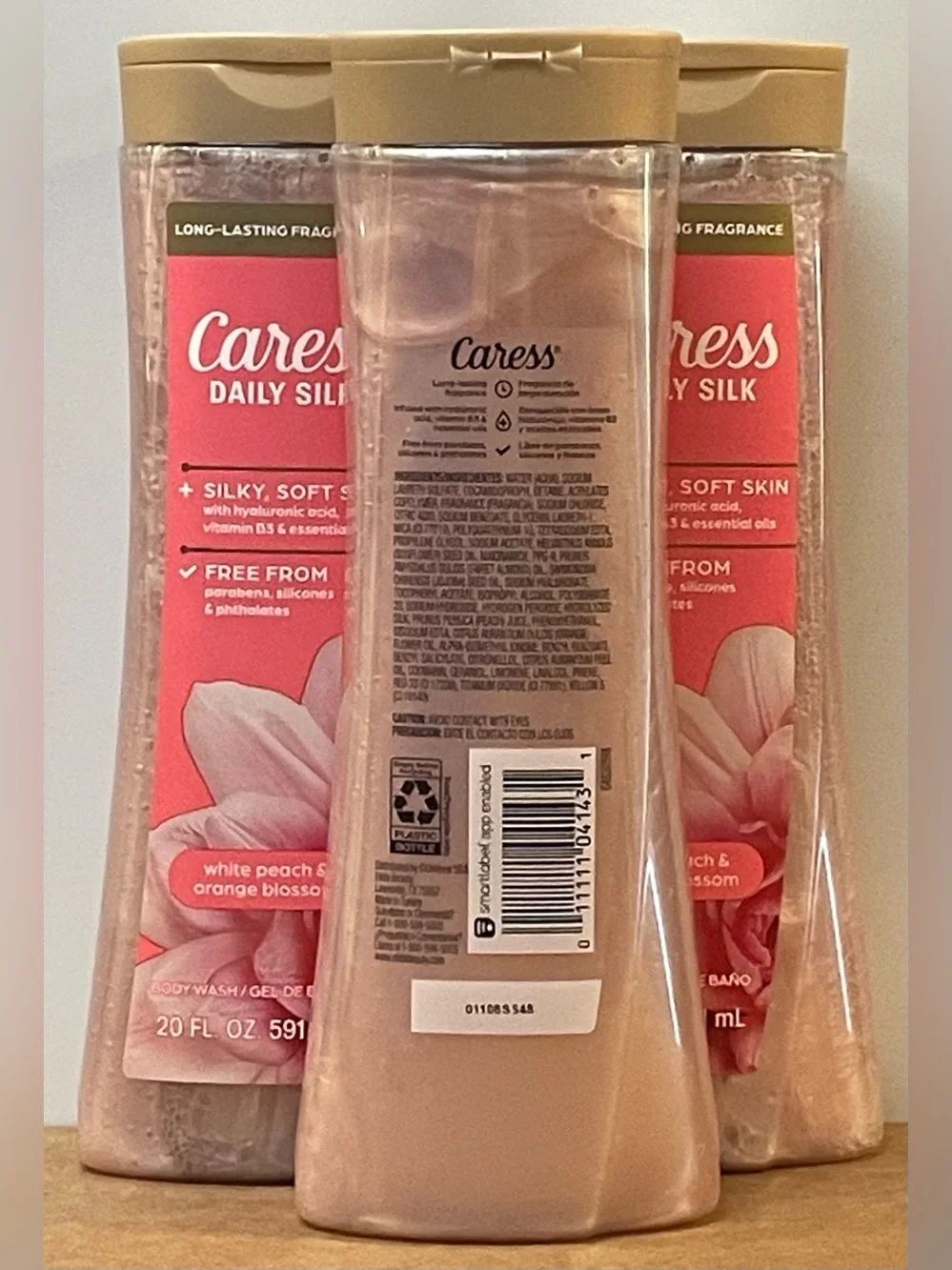 Caress Daily Silk White Peach & Orange Blossom Body Wash — (Pack of 3)